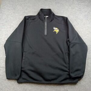 Minnesota Vikings Sweatshirt Mens XL Black NFL Football Quarter Zip Pullover